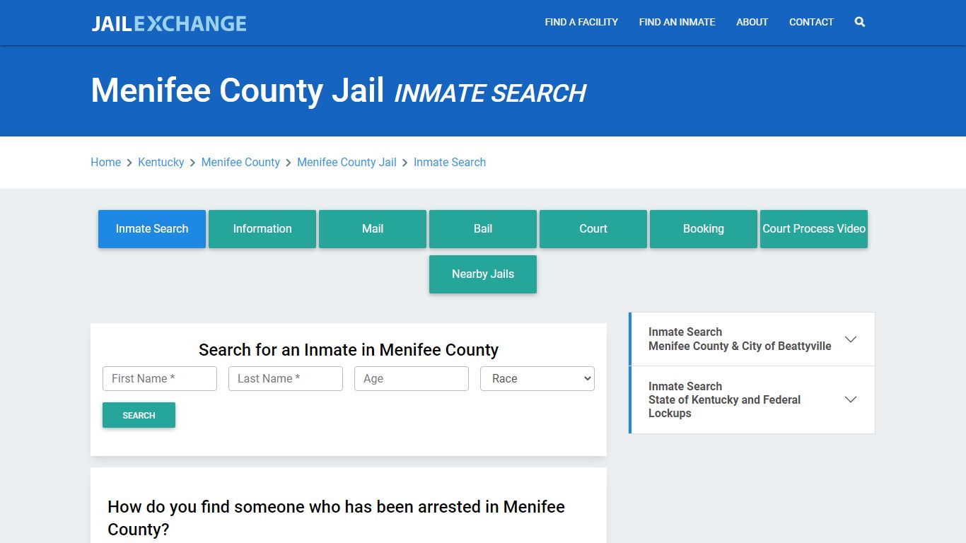 Menifee County Jail, KY Inmate Search: Roster & Mugshots