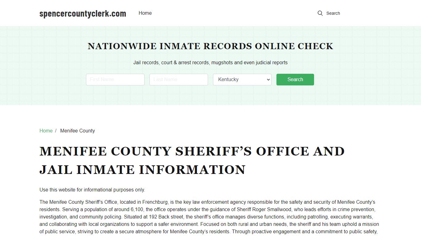 Menifee County Sheriff, KY, Jail Inmate Search, Recent Arrests