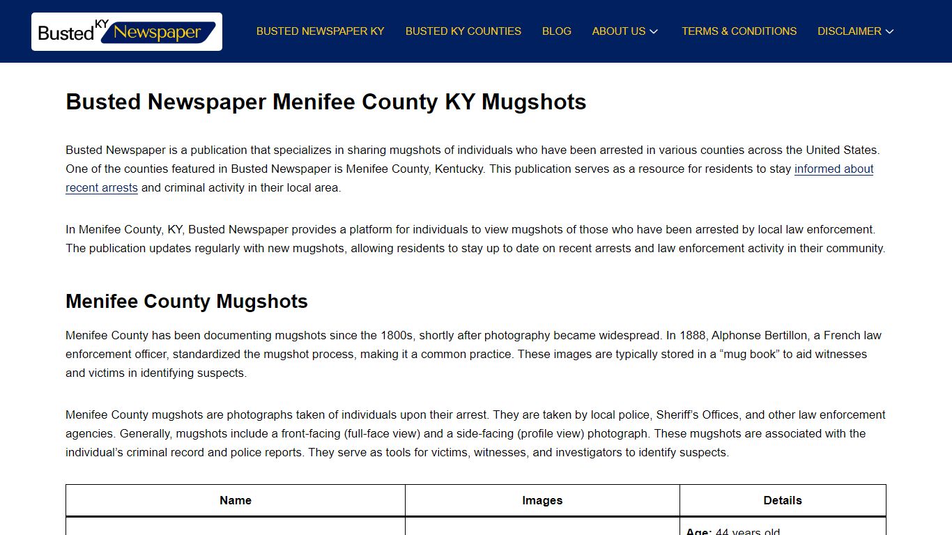 Busted Newspaper Menifee County KY Mugshots